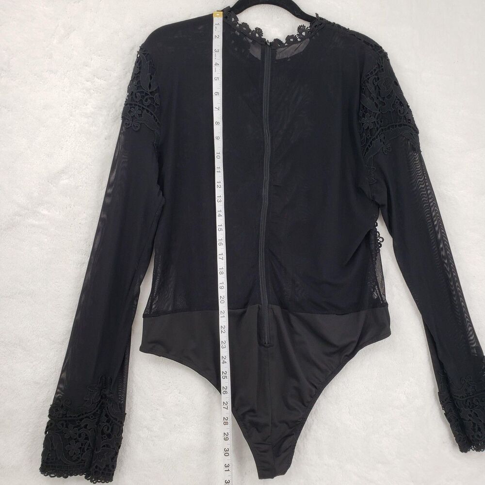Fashion Nova Bodysuit Women 3X Black Sheer Lace Whimsigoth Fairy Grunge Witchy - Picture 6 of 10